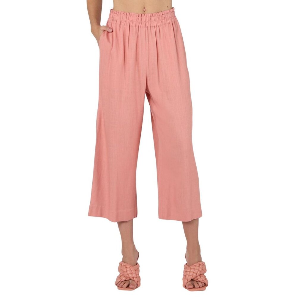 NWT Black Tape Woven Petite Pull-On Wide-Leg Pants Soft Antique Blush Pink PM